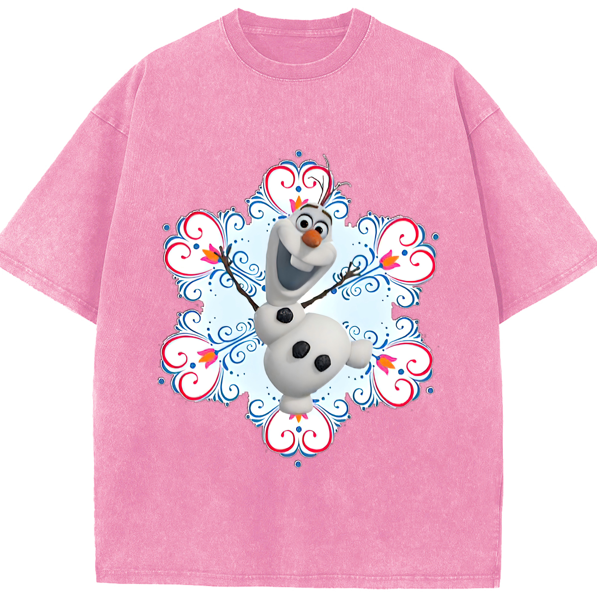 （画像用） アナと雪の女王 アンナ エルサ Frozen Anna Elsa 綿100% ヴィンテージ風 半袖Tシャツ（フロントプリント）